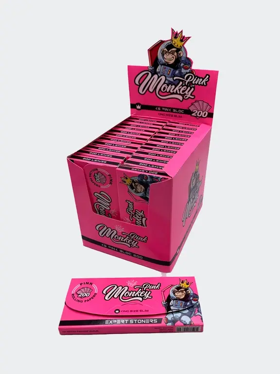Monkey King Růžový King Size Slim, blok 200, 1 booklet