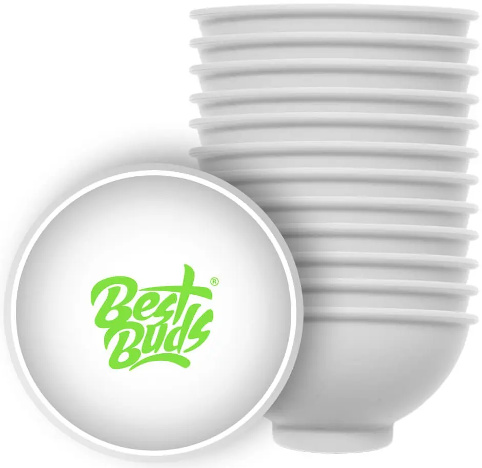Best Buds Silikonová miska na míchání 7 cm, bílá se zeleným logem