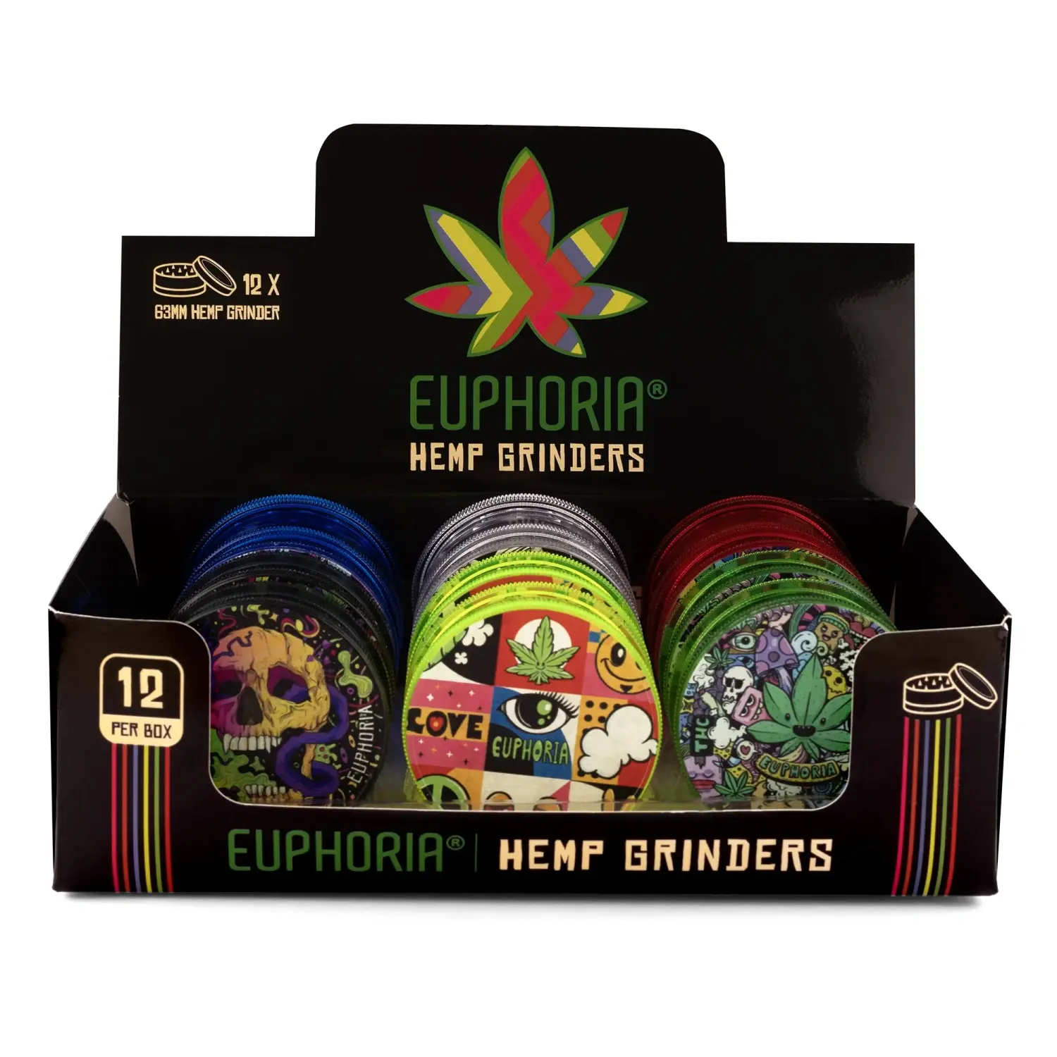 Euphoria plastová drtička 63 mm - 3 díly - náhodný motiv