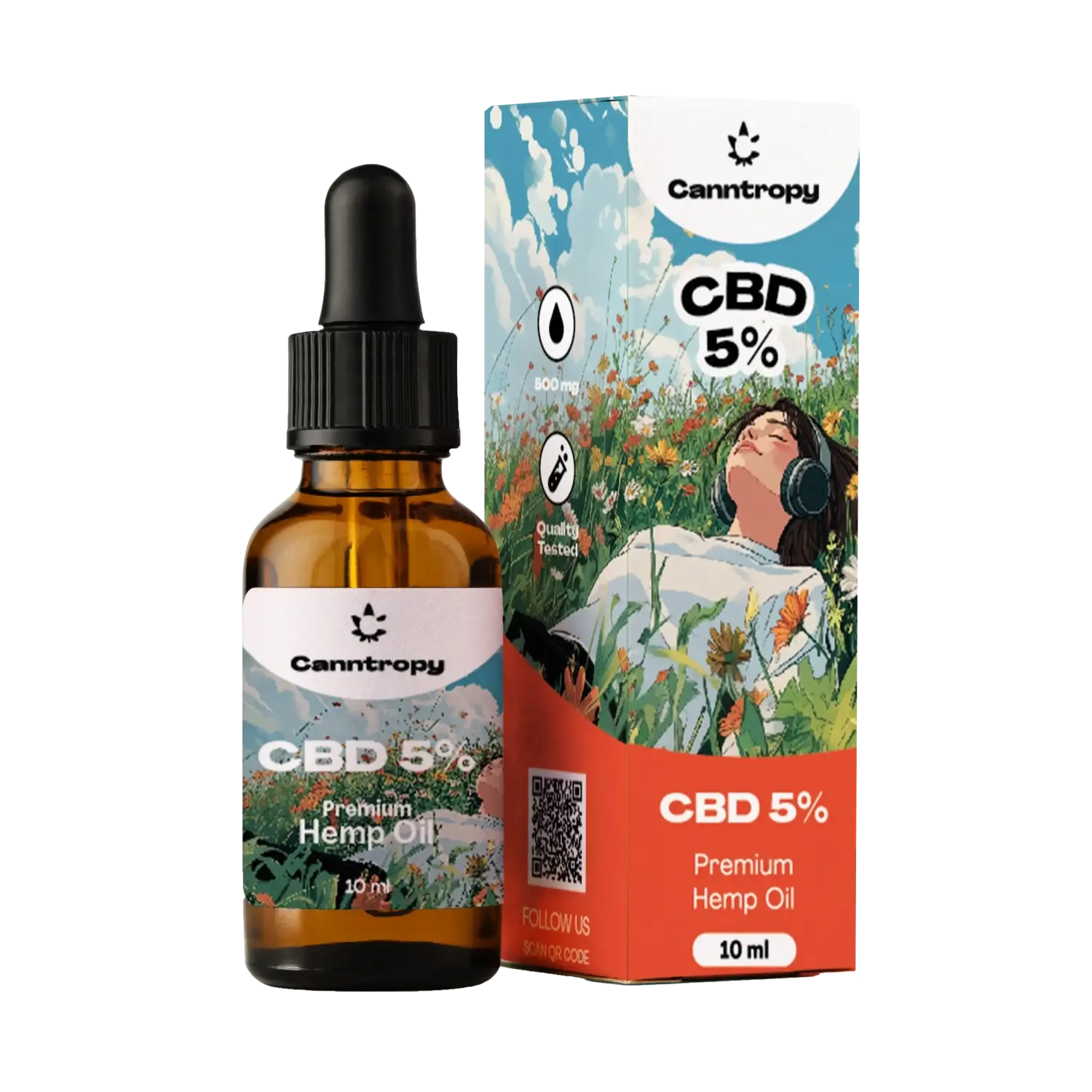 Canntropy CBD Hemp Oil, 5%, 500mg, 10ml