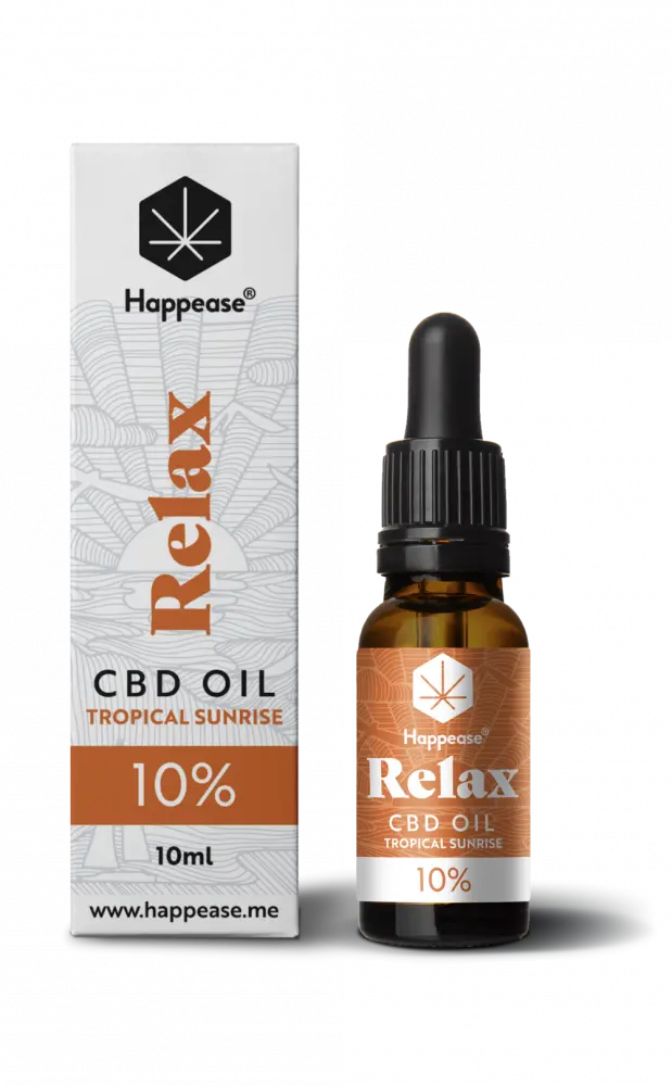 Happease Relax CBD Olej Tropical Sunrise, 10 % CBD, 1000 mg, 10 ml