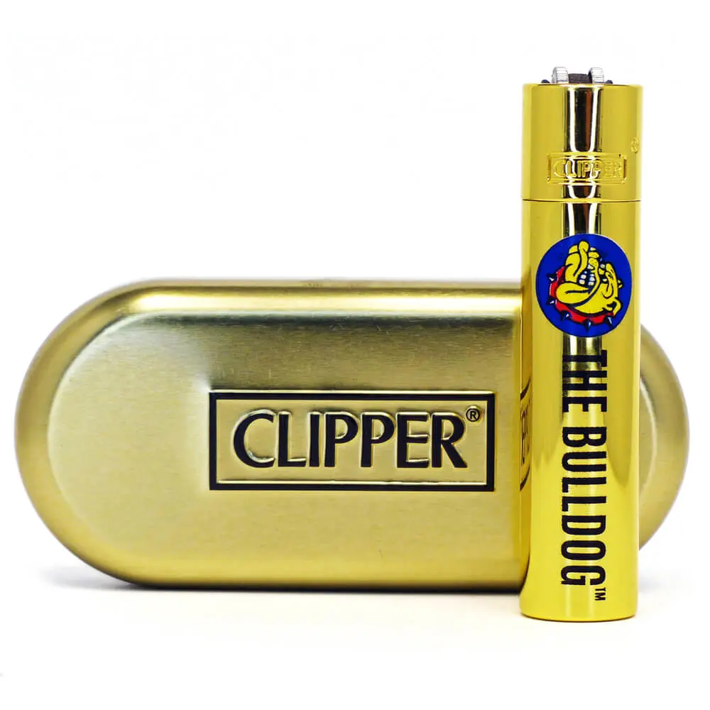 The Bulldog Clipper Zlatý Kovový Zapalovač + dárková krabička