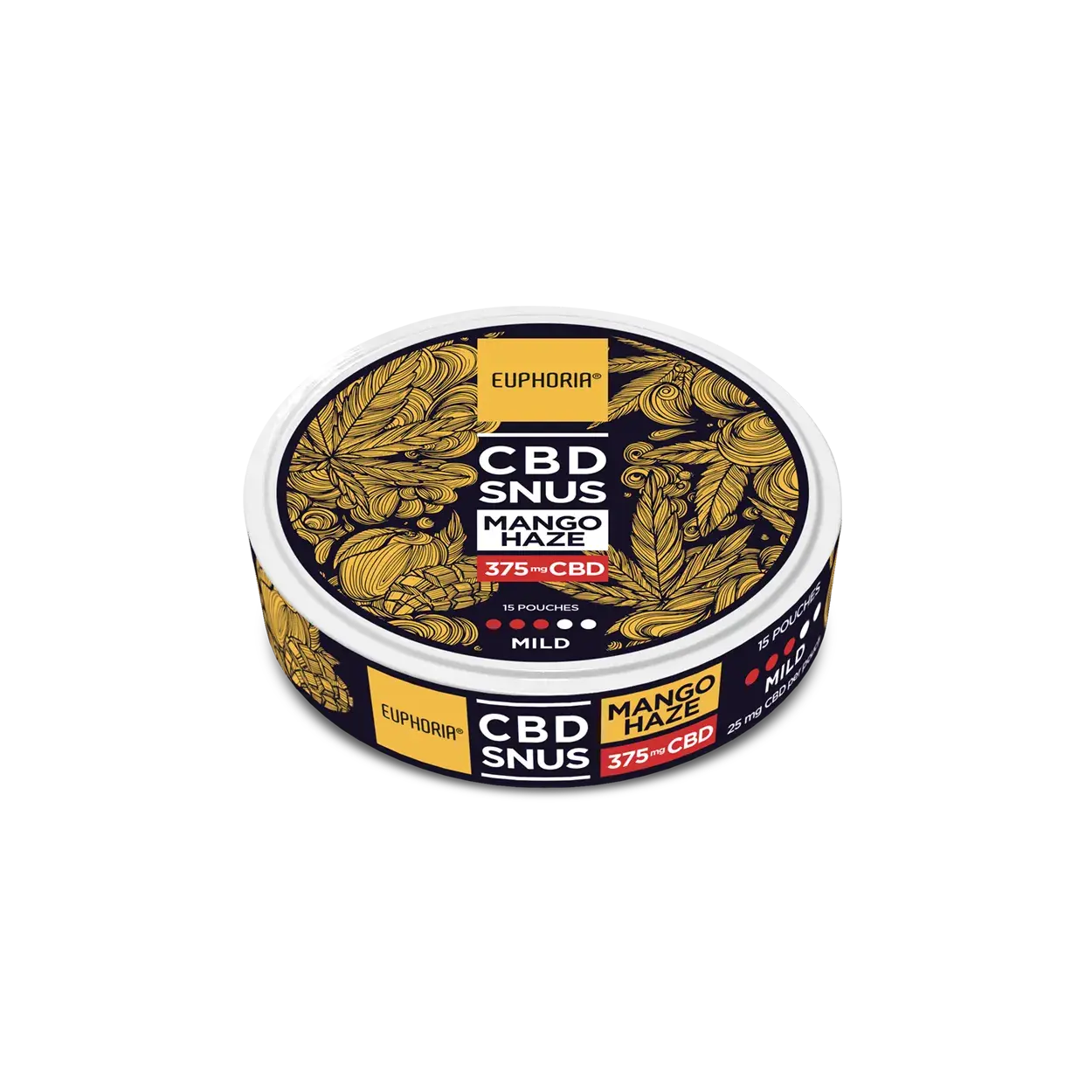 Euphoria CBD SNUS Mango Haze, CBD, 375 mg (15 x 25 mg)