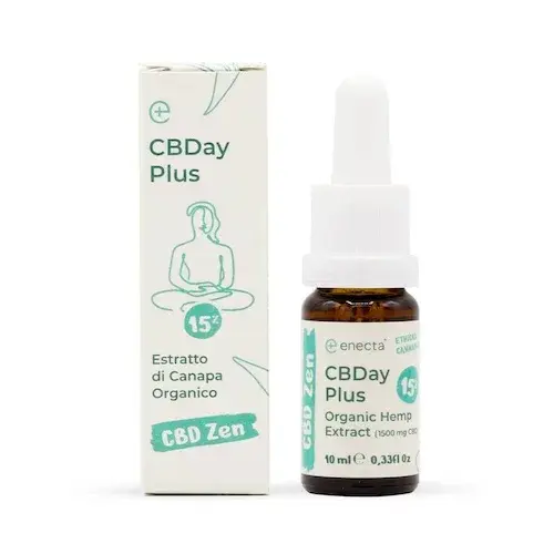 Enecta CBDay Plus Organický konopný extrakt CBD olej 15%, 1500 mg, 10 ml