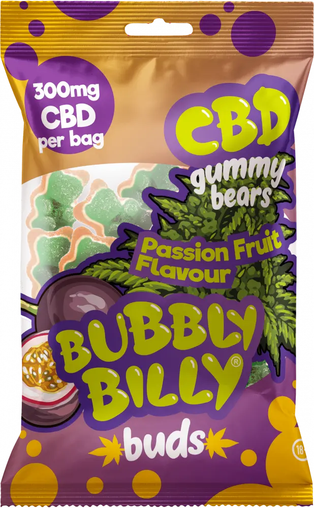 Bubbly Billy Buds CBD Maracuja Gumové Medvídky ( 300 mg ), 100 g