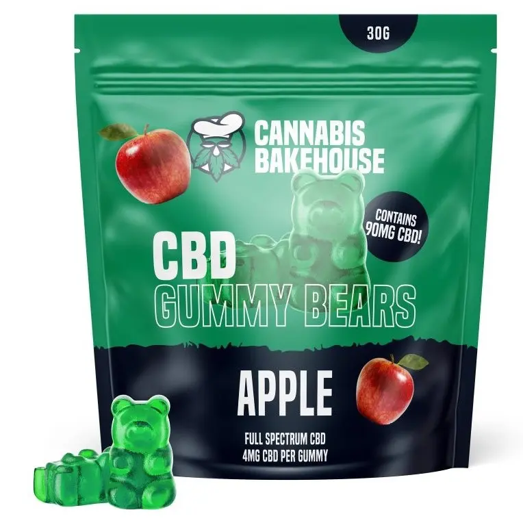 Cannabis Bakehouse CBD ovocní gumídci - Jablko, 22 ks x 4 mg CBD, 30 g