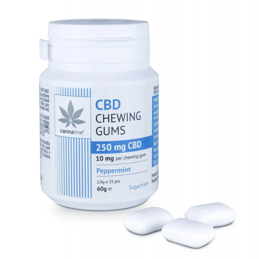 Cannaline CBD Žvýkačky Peppermint, 250 mg CBD, 25 ks x 10 mg, 60 g