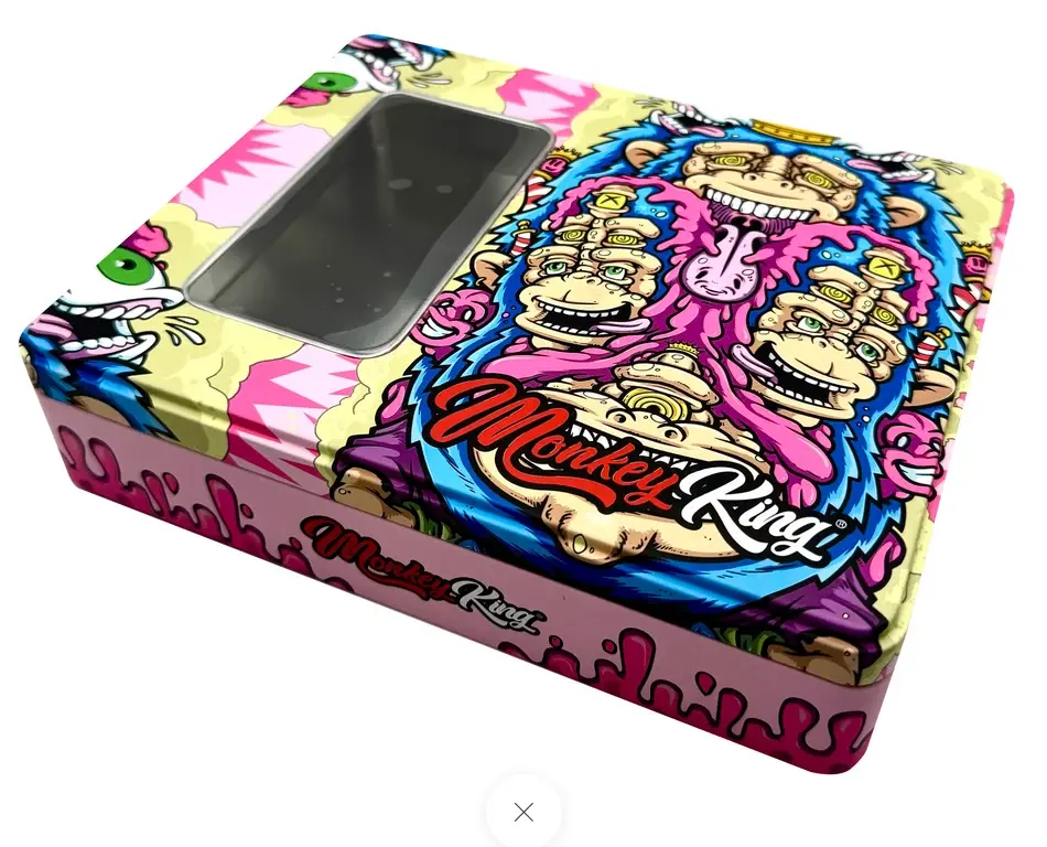 Monkey King plechový box s okénkem Růžový