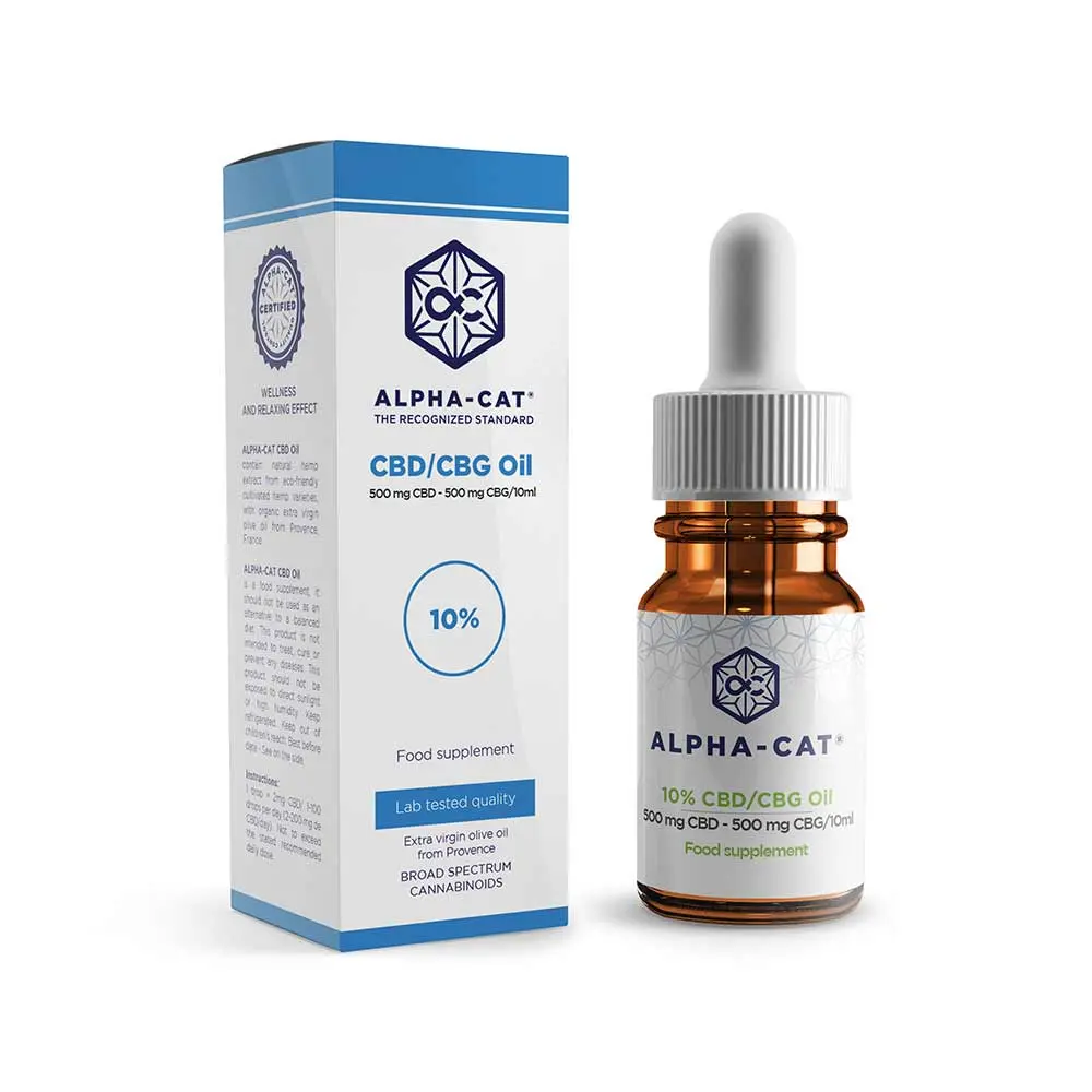 Alpha-CAT CBD:CBG Konopný olej 10%, 10 ml, 500:500 mg