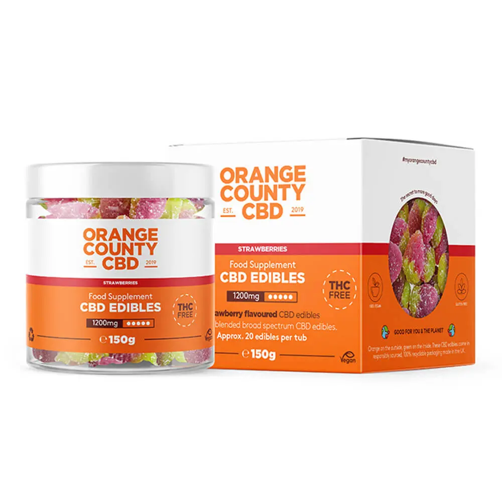Orange County CBD Gummies Strawberries, 1200 mg CBD, 150 g