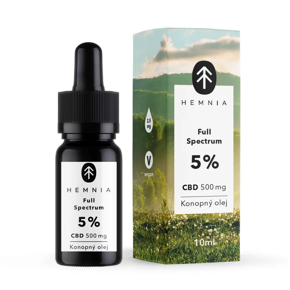 Hemnia Full Spectrum CBD Konopný olej 5%, 1500 mg, 30 ml