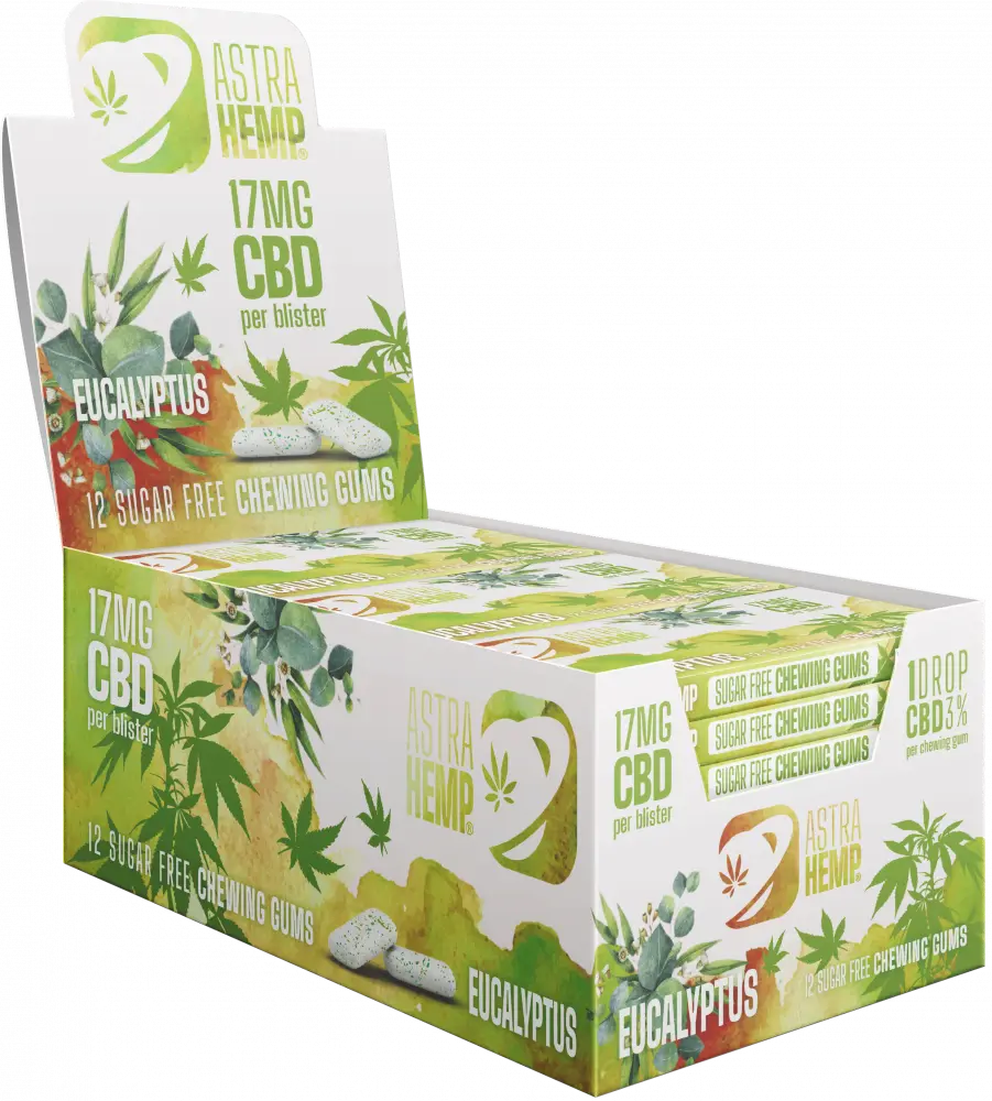 Hemp Planet Konopné žvýkačky s příchutí eukalyptu, 17 mg CBD, 17g