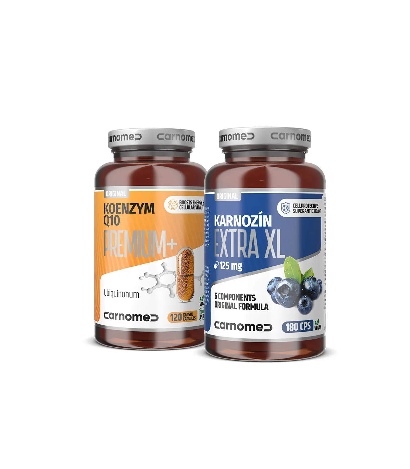 Koenzym Q10 PREMIUM+ 100mg 120 cps + Karnozín EXTRA XL 125 mg 180 cps