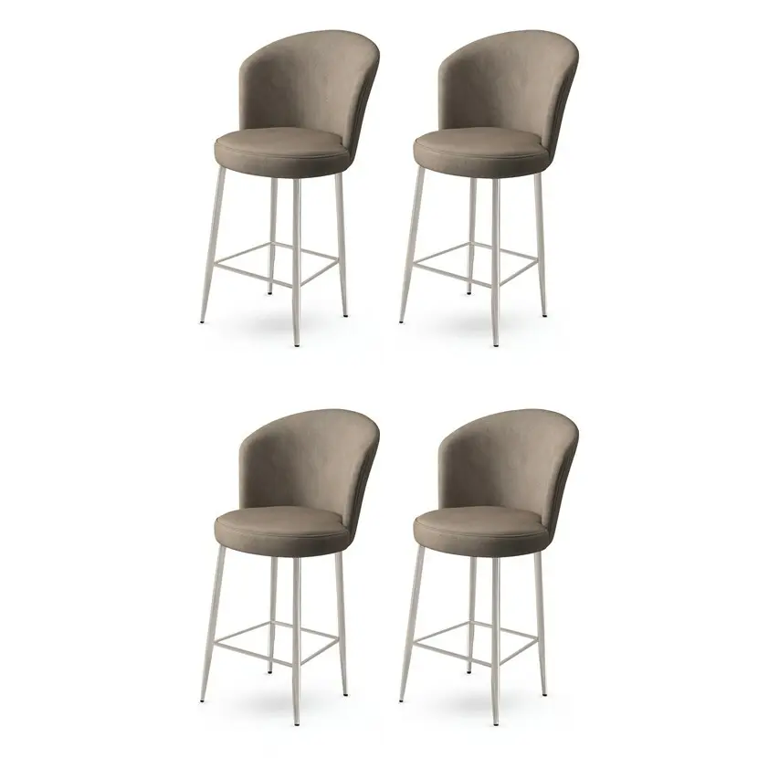 Bar Stool Set (4 Pieces) Fora - Cappuccino, Chrome