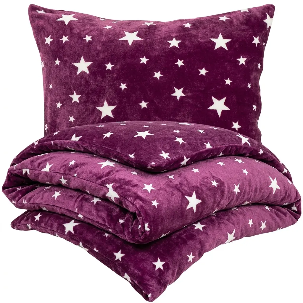 4Home Povlečení mikroflanel Stars violet , 160 x 200 cm, 70 x 80 cm