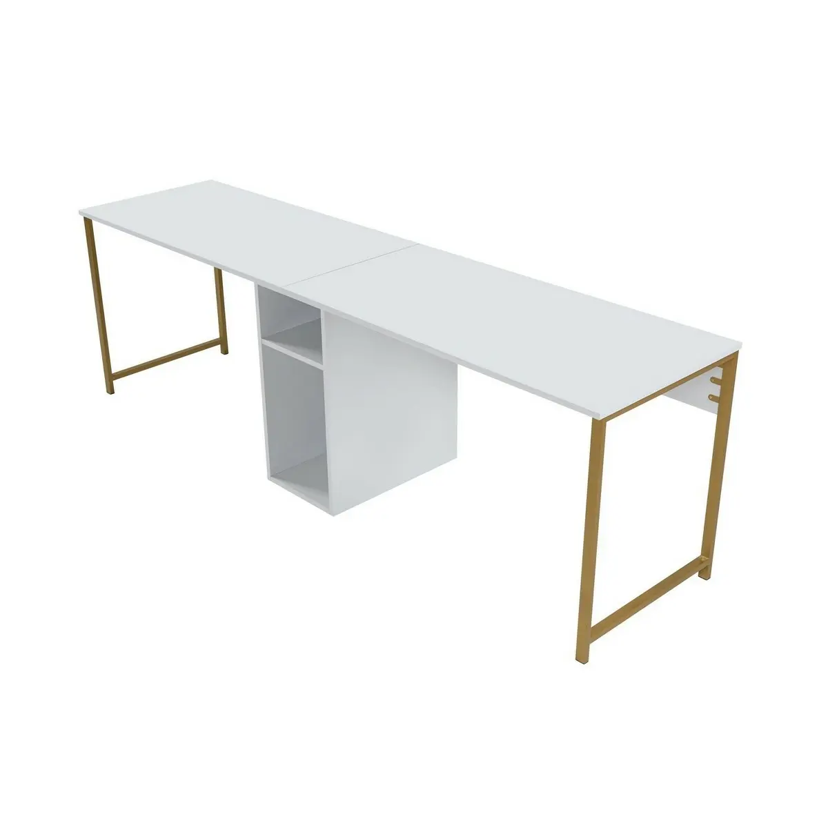 Kalune Design Kancelářská sestava pro 2 osoby TWIN bílá/zlatá