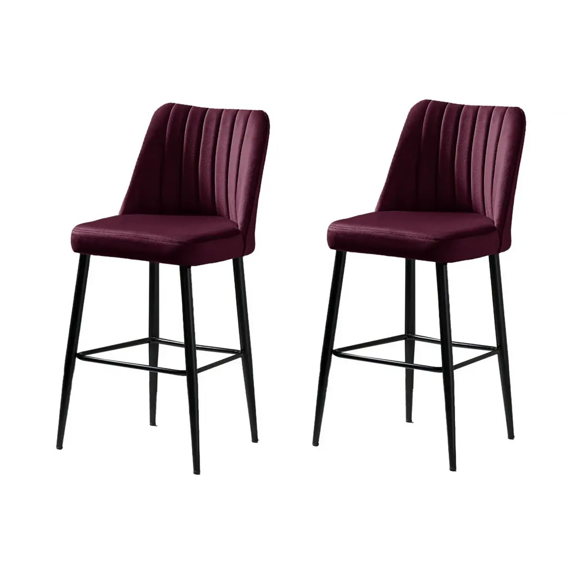 Bar Stool Set (2 Pieces) Vento - Claret Red