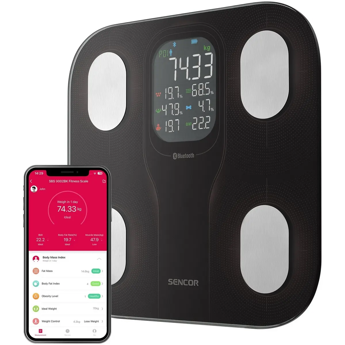 Sencor SBS 9002BK Chytrá osobní fitness váha s velkým displejem