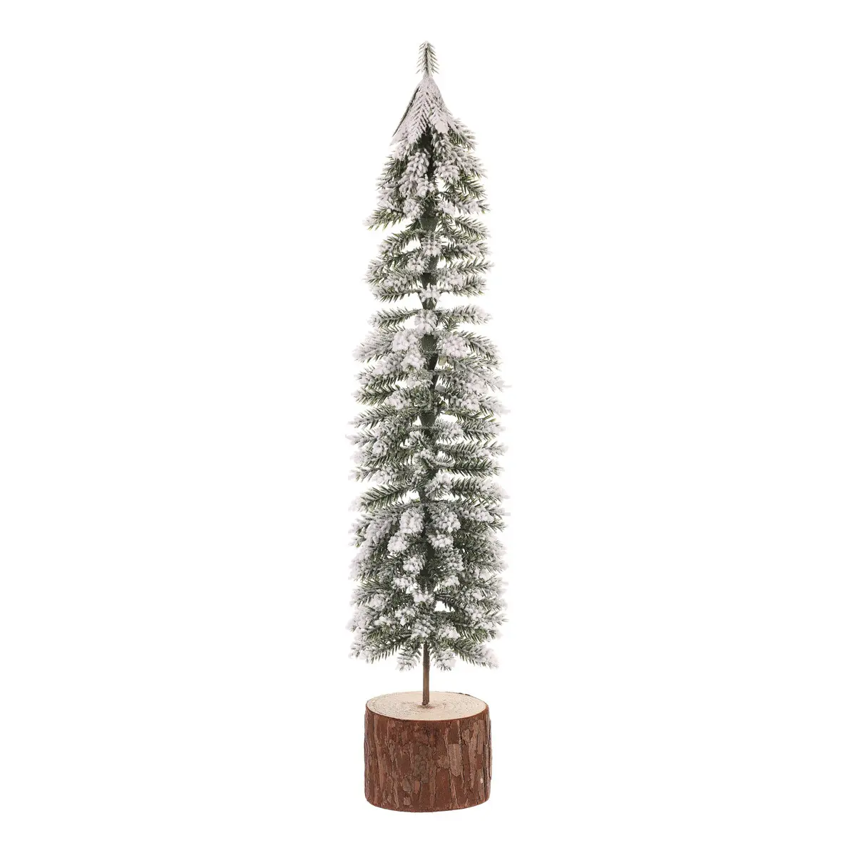 Vánoční dekorace stromek na špalku zasněžený, 40 cm