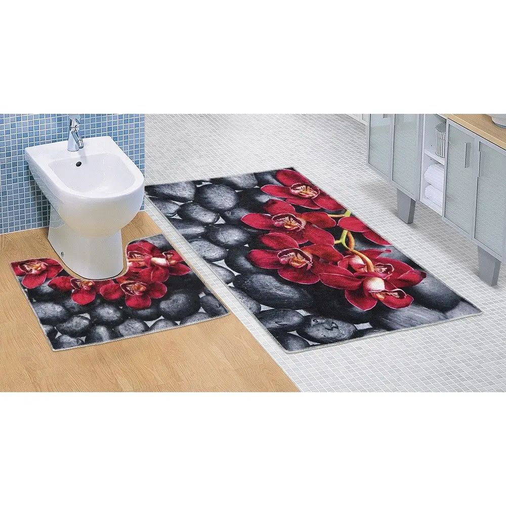 Bellatex koupelnová souprava 3D FOTOTISK ORCHIDEA, 100x60cm (předložka) + 60x50cm (na WC)