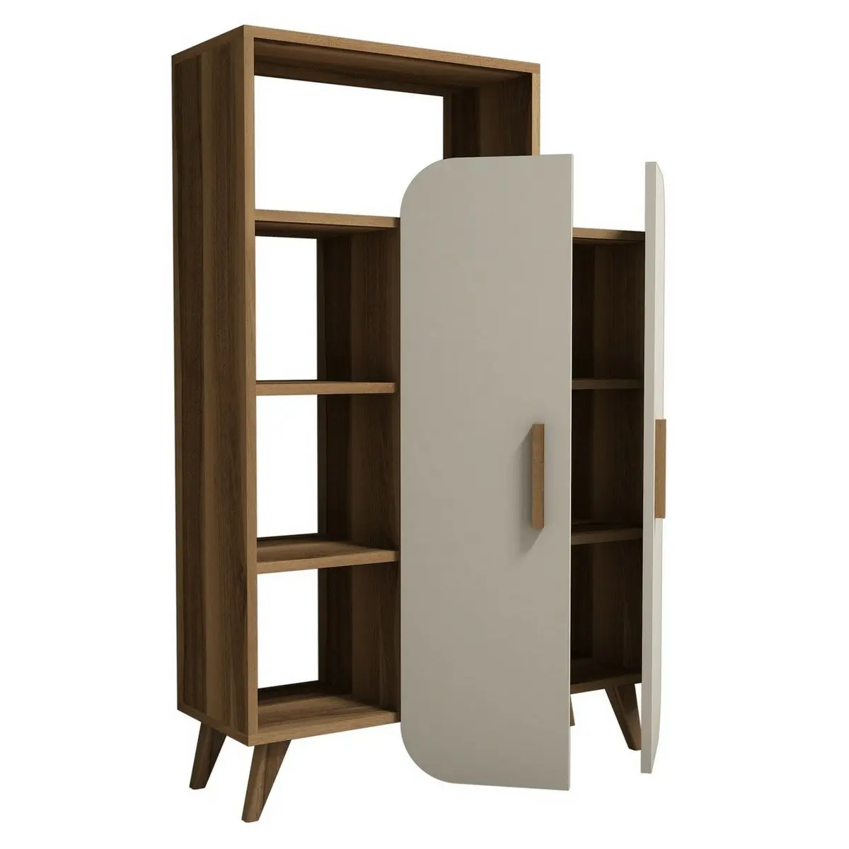 Knihovna Form - Walnut, Cream