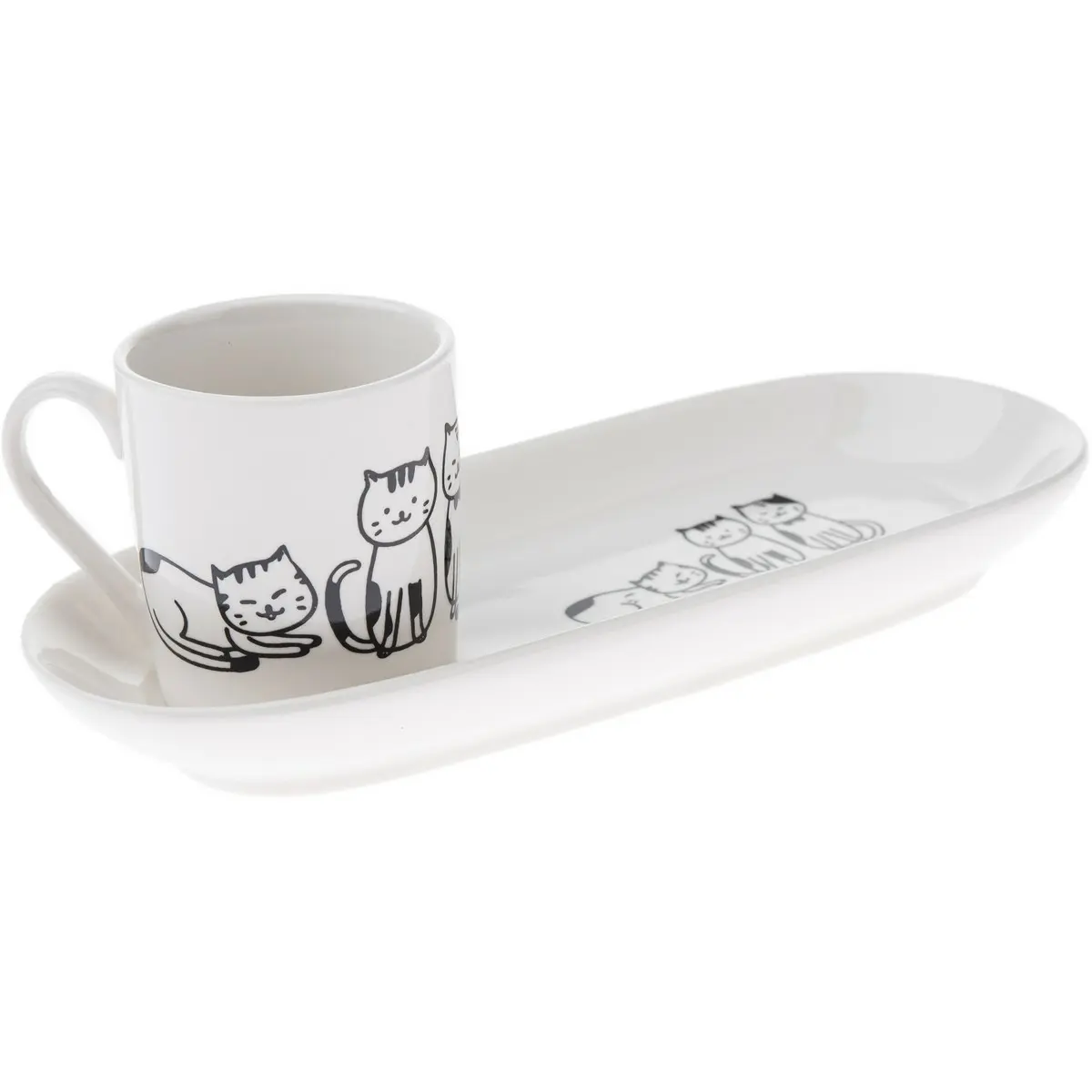 Porcelánový hrnek s podtáckem Kočky 90 ml