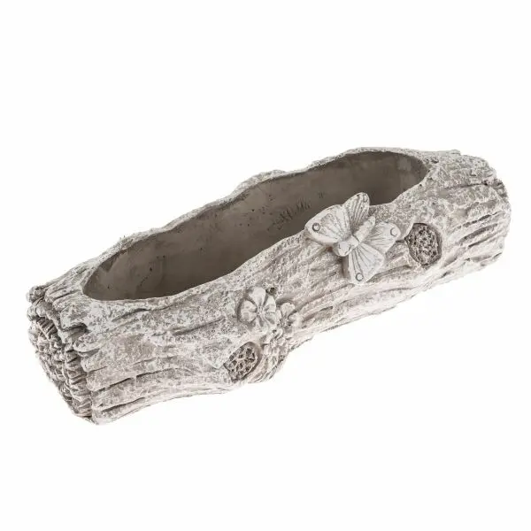 Betonový květináč Kmen s motýlem, 29,5 x 8 x 11 cm