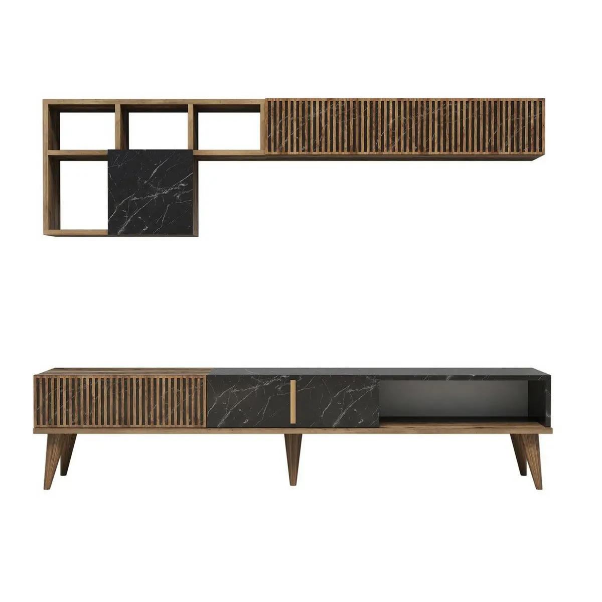 Televizní stěna Milan Walnut and Black