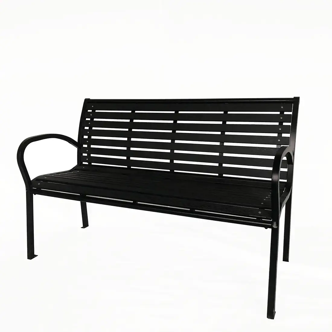 Lavička zahradní 125 x 60 x 80 cm, černá, ocel / plast