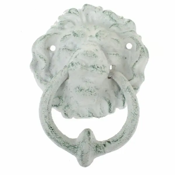 Litinové klepadlo Lion bílá, 20 x 27 cm