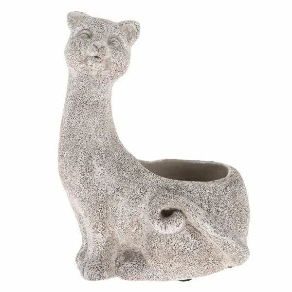Betonový květináč Kočka, šedá, 16,5 x 22 x 13,5 cm