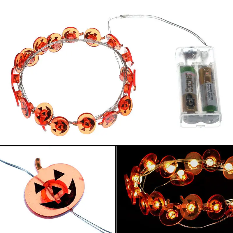Světelný LED řetěz Halloween, 2 m, teplá bílá, na baterie