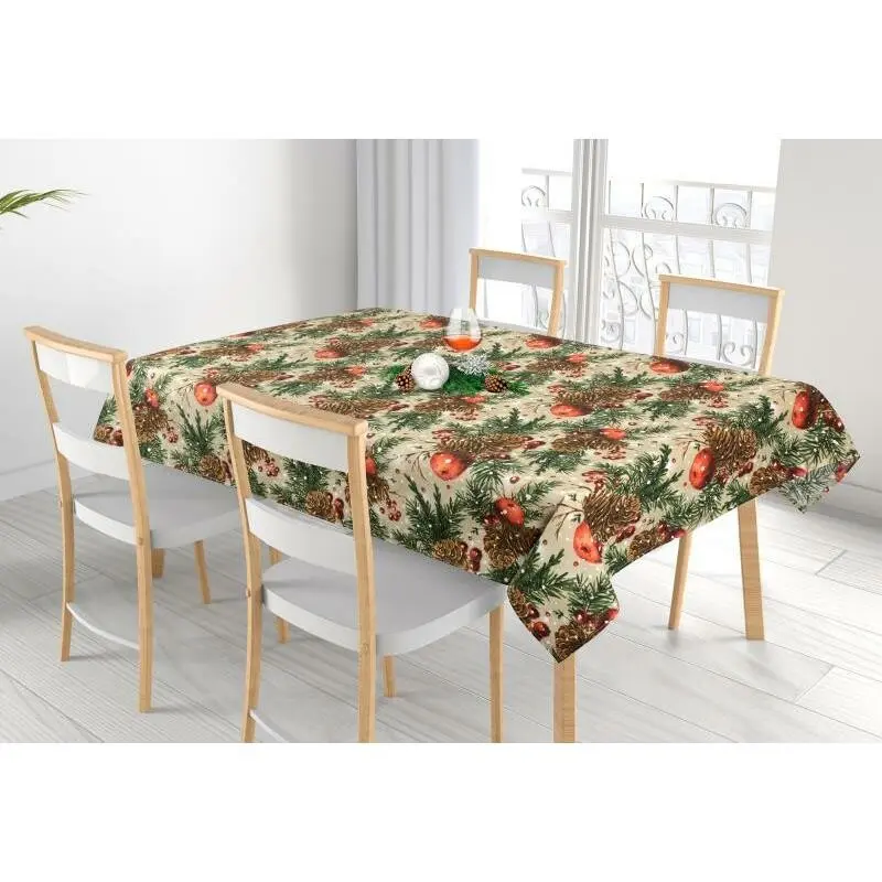 Bellatex Ubrus Šišky a jablka vánoční, 100 x 100 cm, 100 x 100 cm