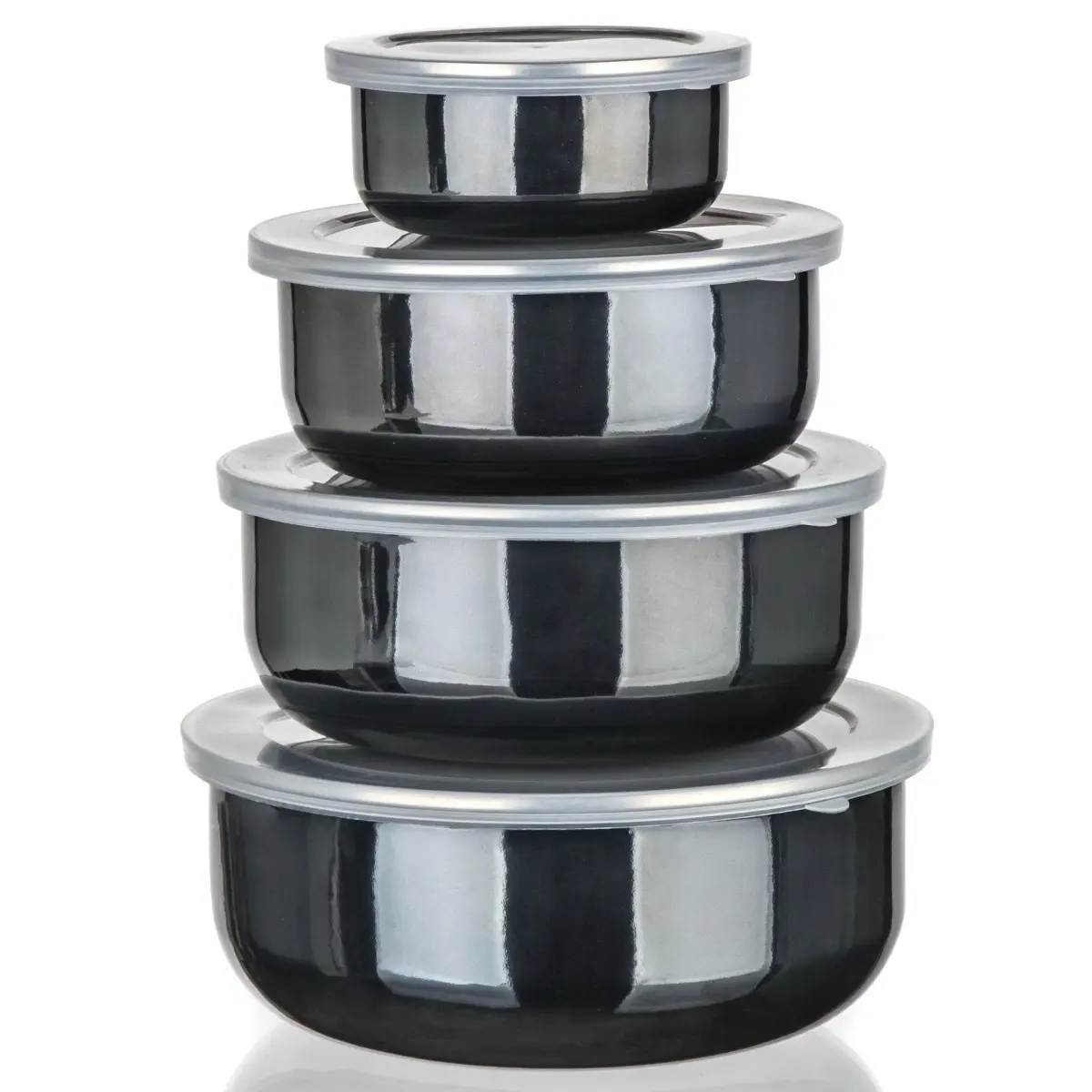 Banquet Sada smaltovaných misek METALLIC Black, 8 ks