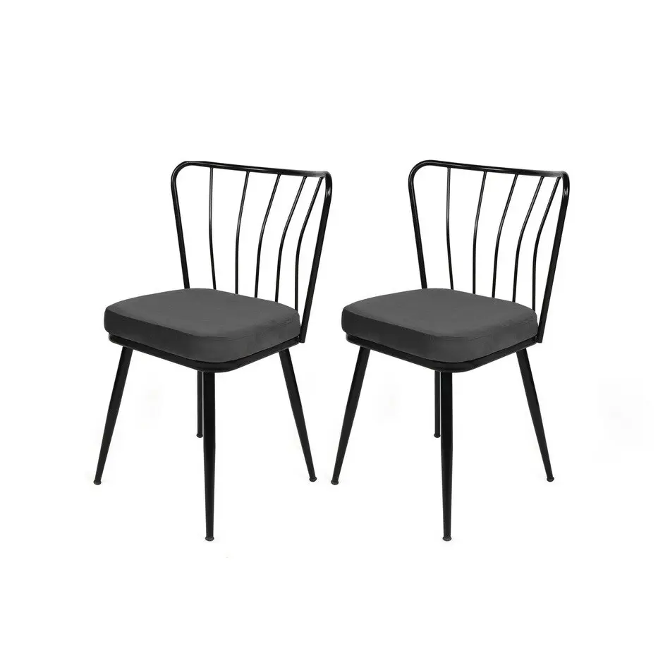 Kalune Design Sada 2 ks jídelních židlí Yildiz černá/tmavě šedá