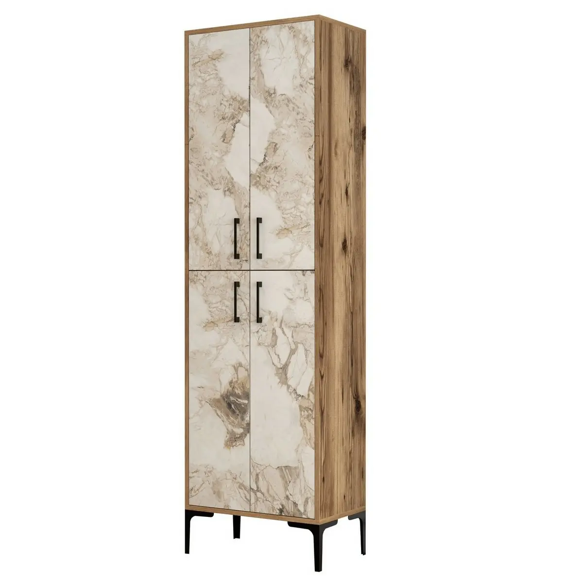 Víceúčelová skříňka Berlin A - Walnut, White Marble
