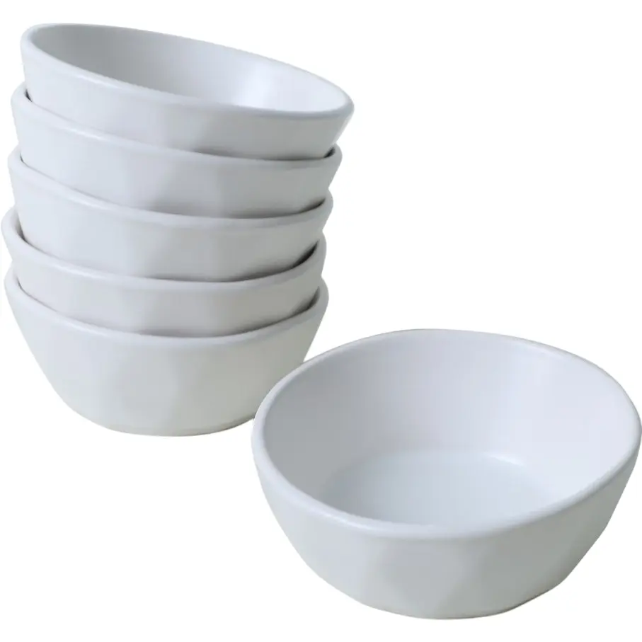 Sada 6 kameninových misek Facetta 12 cm, bílá
