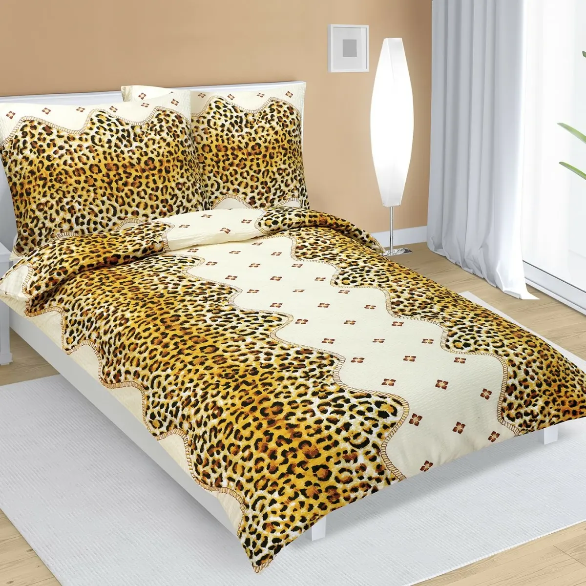 Bellatex Krepové povlečení Leopardí vzor, 140 x 200 cm, 70 x 90 cm