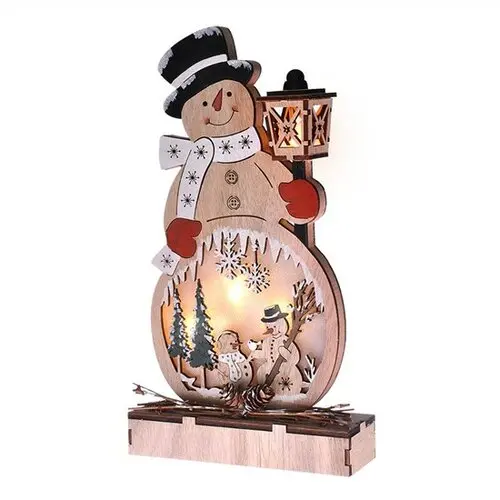 Solight Dřevěný sněhulák s 5x LED, 29 cm