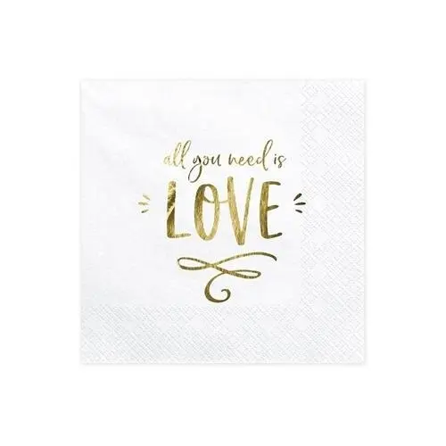 PartyDeco Ubrousky - All you need is love 33 x 33 cm