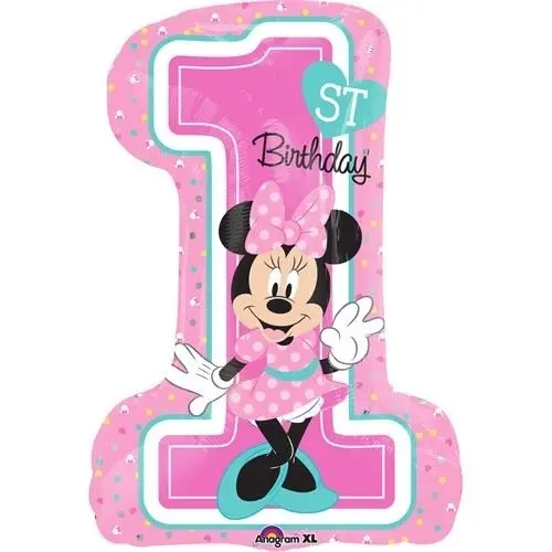 Foliový balonek 1st birthday Minnie 48 x 71 cm