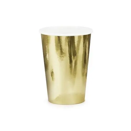 PartyDeco Kelímky - zlaté 220 ml 6 ks