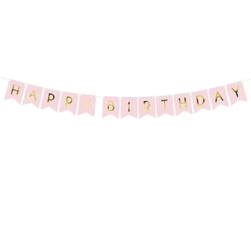 Party nápis Happy Birthday vlaječky růžové 175 cm
