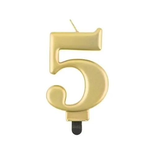 Svíčka narozeninová číslice 5 metalická zlatá 8 cm