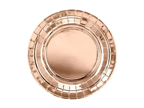 Papírové talířky metalické rose gold 18 cm - 6 ks