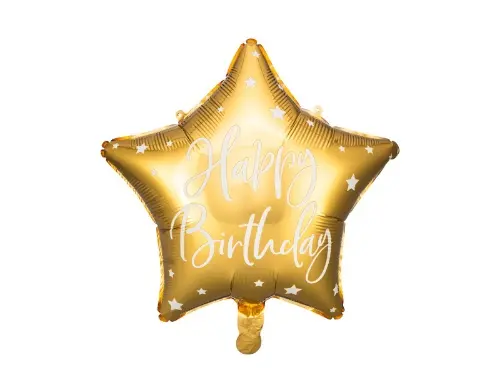 Foliový balonek Happy Birthday - Zlatá Hvězda 40 cm