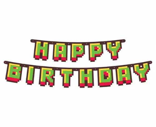 Papírová girlanda Happy Birthday - Minecraft Game On, 160 cm