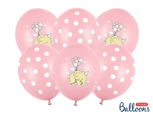 Latexové balonky Sloník - světle růžové 30 cm - 6 ks