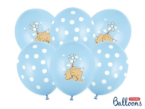 Latexové balonky Sloník - světle modré 30 cm - 6 ks