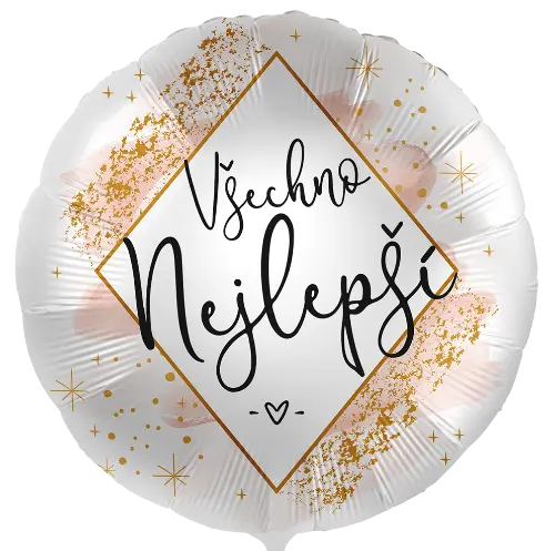 Foliový balonek Všechno nejlepší CZ 43cm - Luxus blush